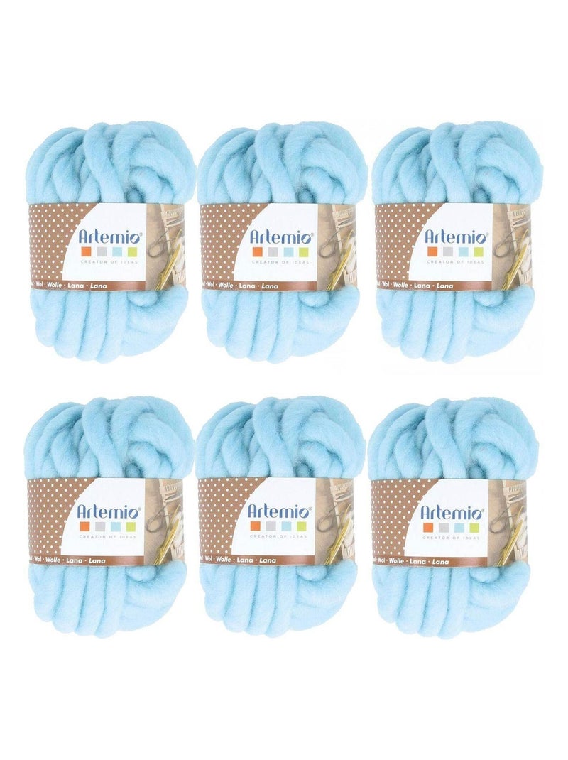6 pelotes de laine épaisse 10 m - 70 g - bleu ciel - Artemio N/A - Kiabi