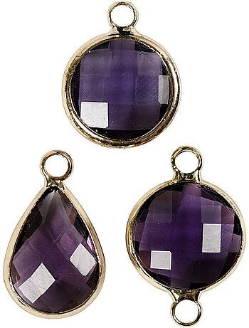 6 pendentifs pour bijoux 15 à 20 cm - Violet et doré - Kiabi