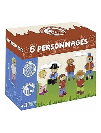 6 personnages en bois de l univers 'JeuJura'