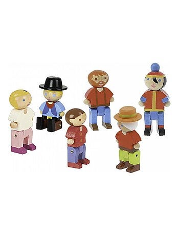 6 personnages en bois de l univers 'JeuJura'