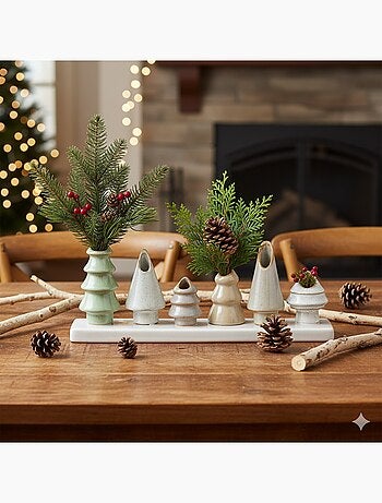 6 Petits vases en forme de sapin