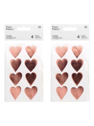 64 autocollants coeurs brillants rose doré - Rico Design