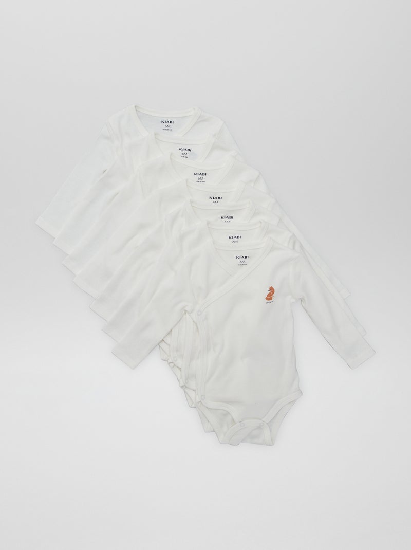 7 bodies à forme croisée + pochon de rangement Blanc - Kiabi