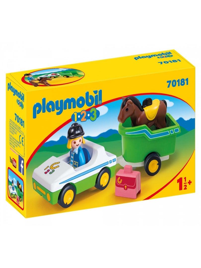 70181 'playmobil' Cavalière Avec Voiture Et Remorque - N/A - Kiabi
