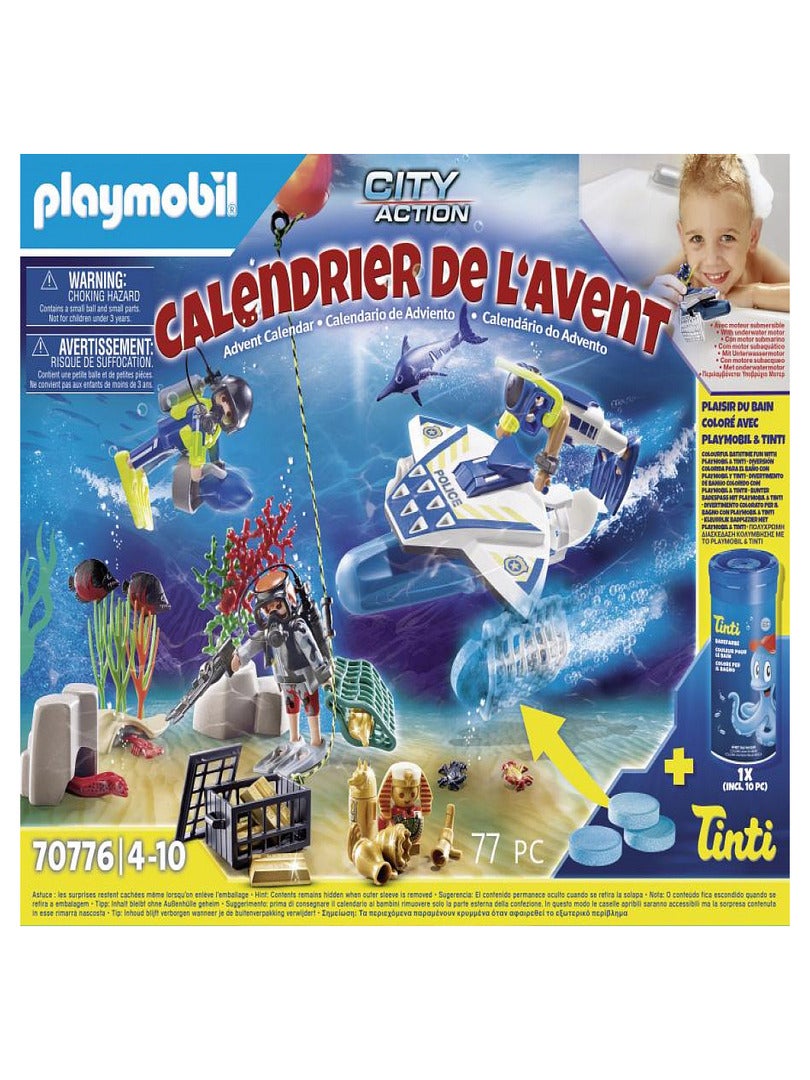 PLAYMOBIL CITY ACTION 70776 - Calendrier de l'Avent Jeu de bain Policiers  mission aquatique Playmobil