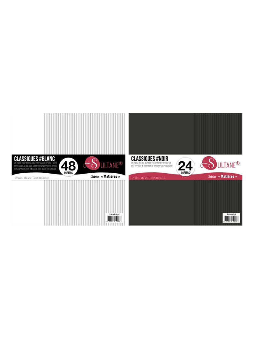72 papiers Scrapbooking Noir + Blanc - 300g/ m² N/A - Kiabi