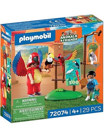 72074 zoo : mascotte perroquet coloré and enfant 'playmobil'