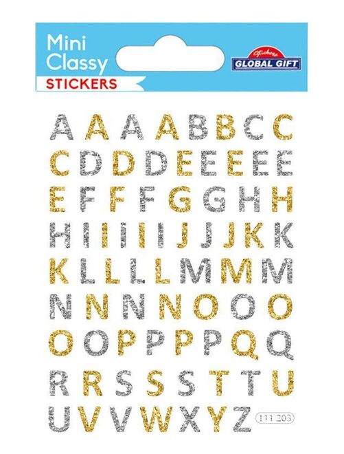 74 Stickers Alphabet - Paillettes or et argent - 0,7 cm - Kiabi