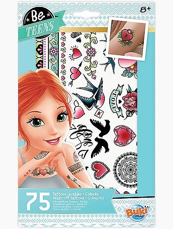 75 tattoos lavables colorés
