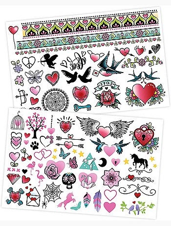 75 tattoos lavables colorés