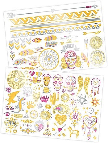 75 tattoos lavables métalliques