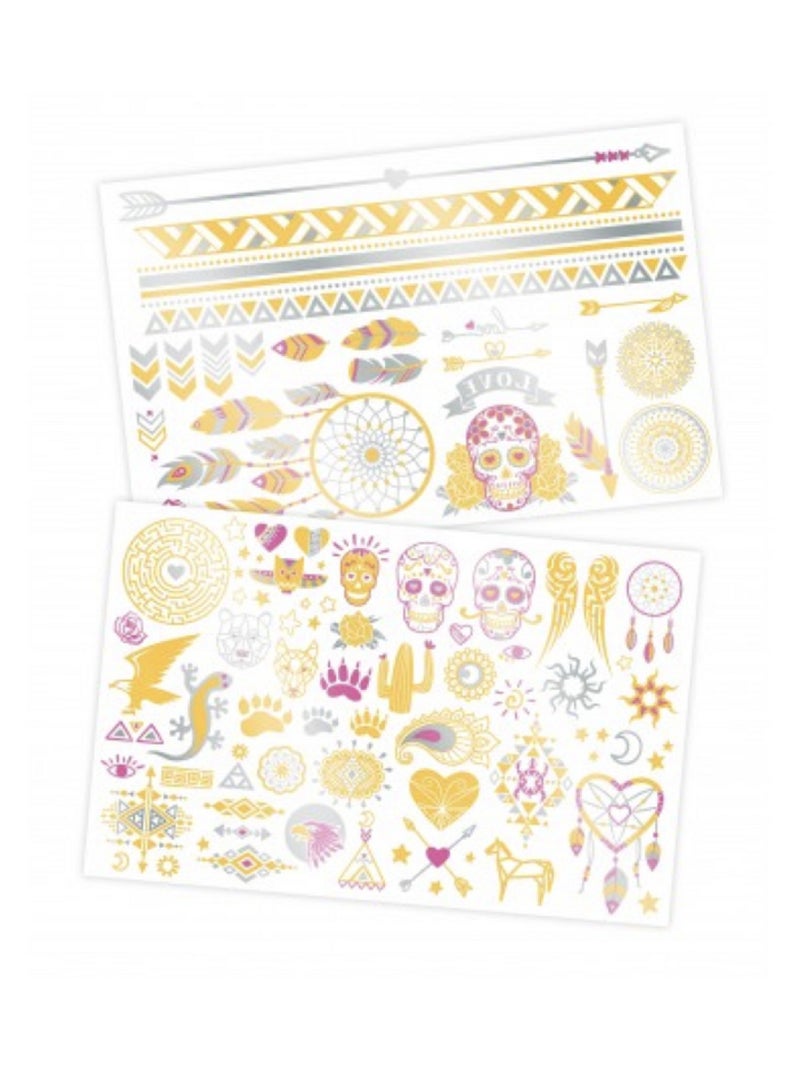 75 Tattoos lavables Métalliques Rose - Kiabi