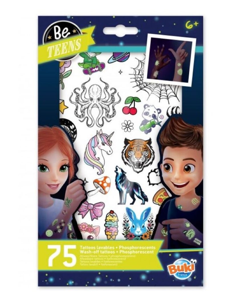 75 Tattoos lavables phosphorescents Blanc - Kiabi
