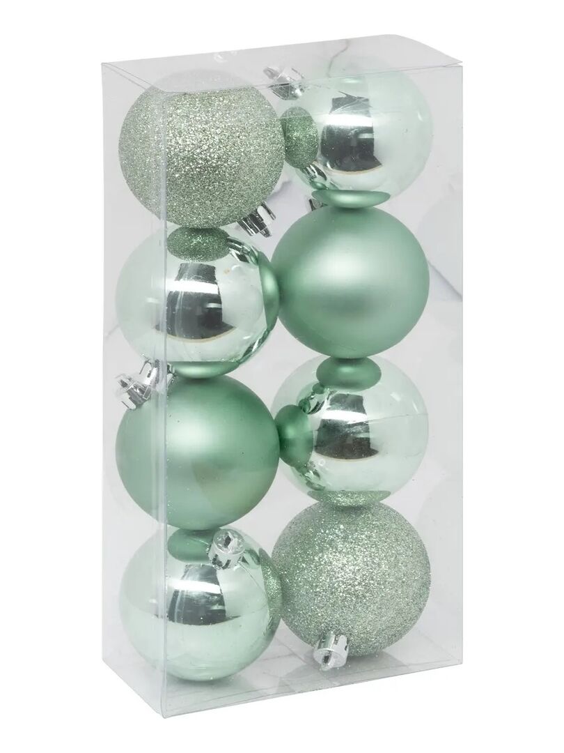 8 Boules de noel mat et brillante Vert clair - Kiabi