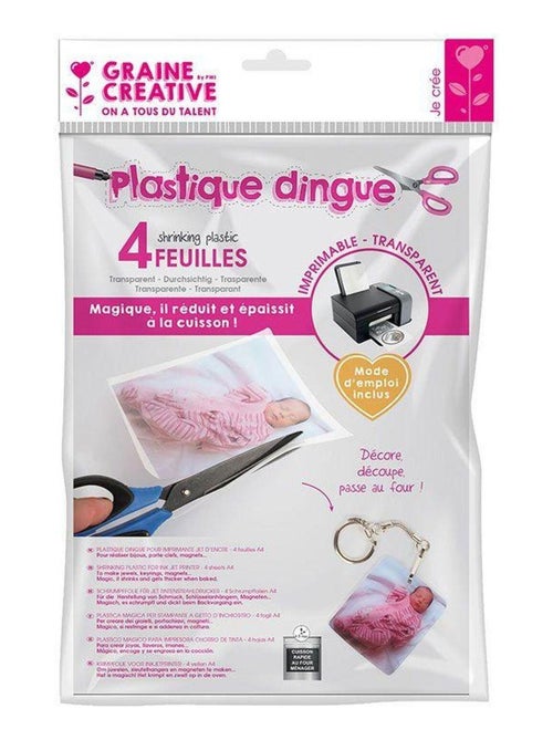 8 feuilles de plastique dingue imprimable A4 - - Graine Créative - Kiabi