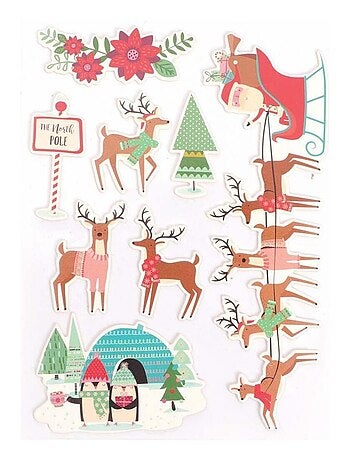 8 Stickers Chipboard Theme Noel - Kiabi