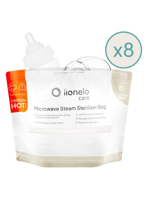 8 x Sachets stérilisateurs réutilisables LIONELO - Au micro-ondes - Pour biberons et accessoires - Kiabi