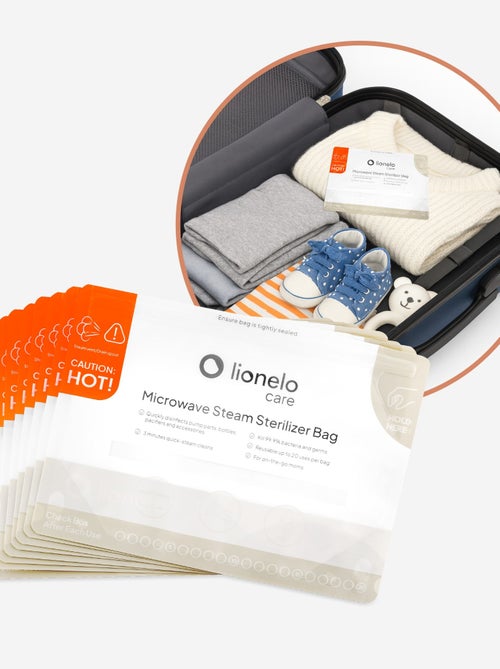 8 x Sachets stérilisateurs réutilisables LIONELO - Au micro-ondes - Pour biberons et accessoires - Kiabi