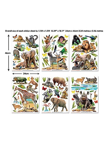 82 Stickers le monde de la jungle Safari