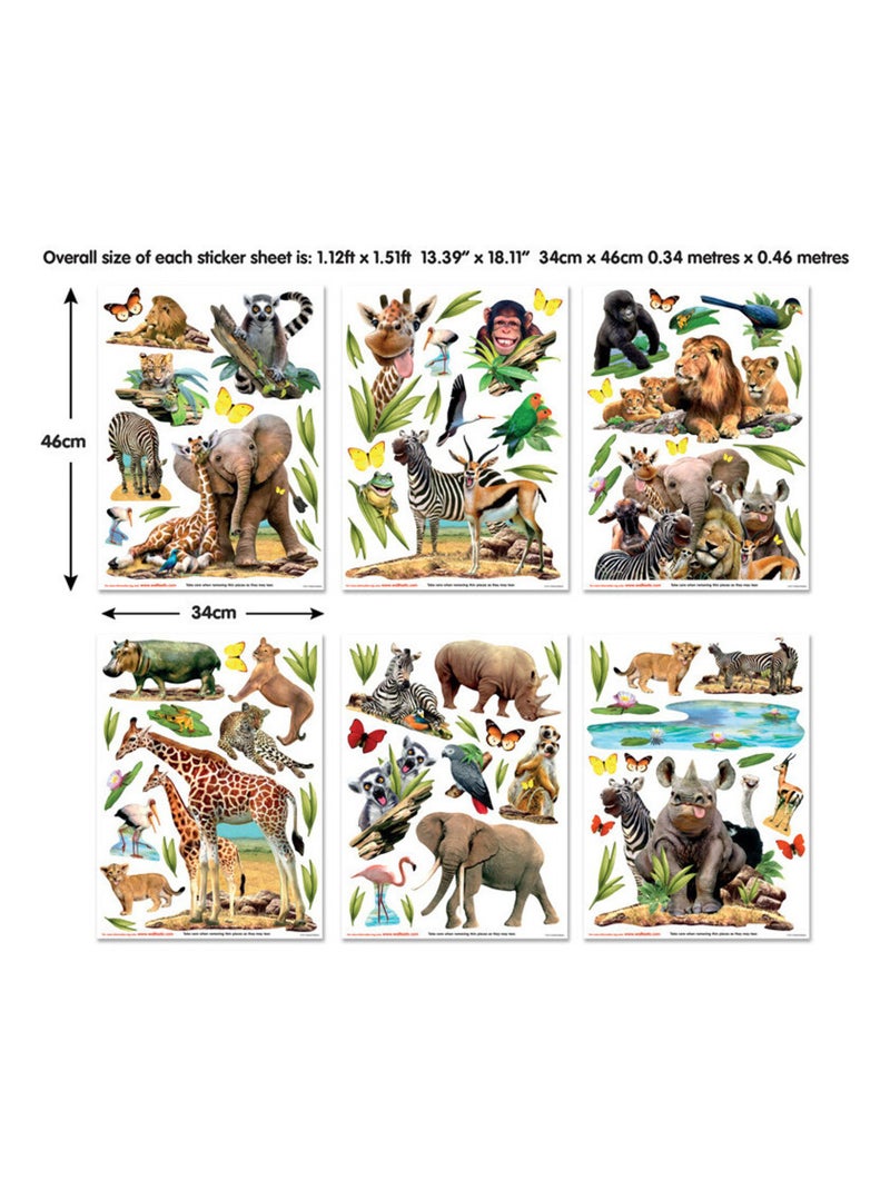82 Stickers le monde de la jungle Safari Multicolore - Kiabi