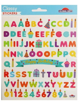 87 Autocollants - Alphabet & Chiffres bougies - - Global Gift