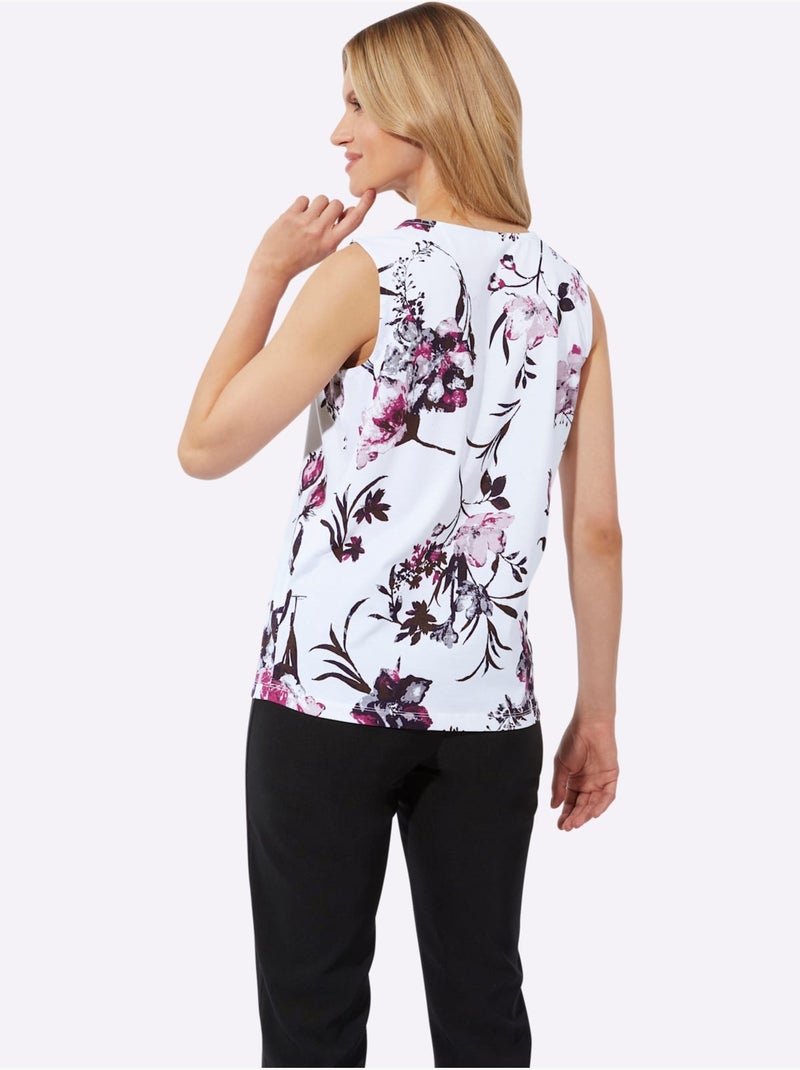 à Fleurs - Taille Standard - Moda Vilona Blanc Violet - Kiabi