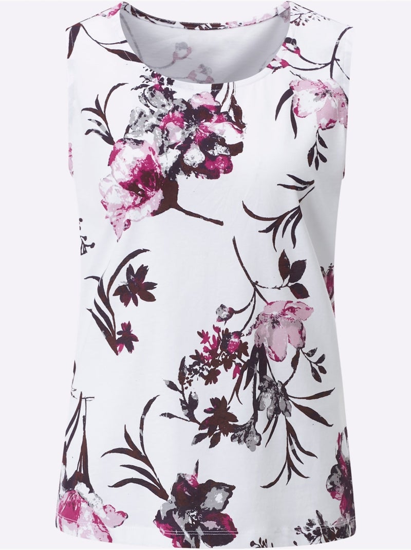 à Fleurs - Taille Standard - Moda Vilona Blanc Violet - Kiabi