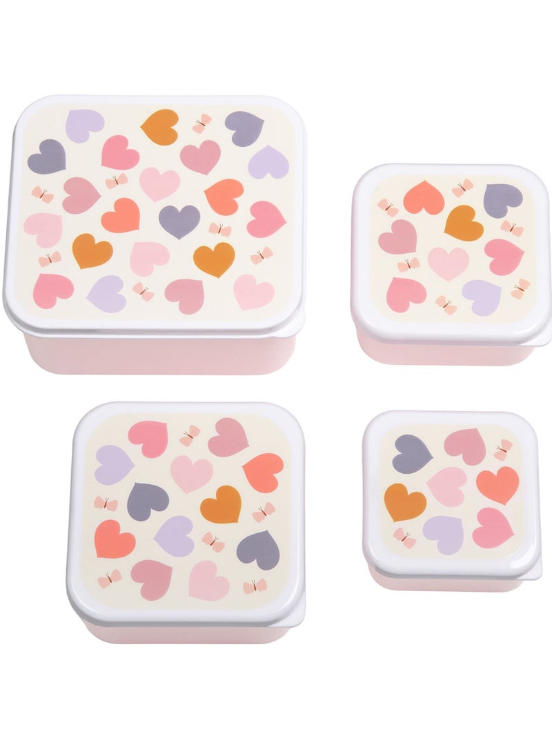 A Little Lovely Company - Lot de 4 boîtes à goûter Rose - Kiabi
