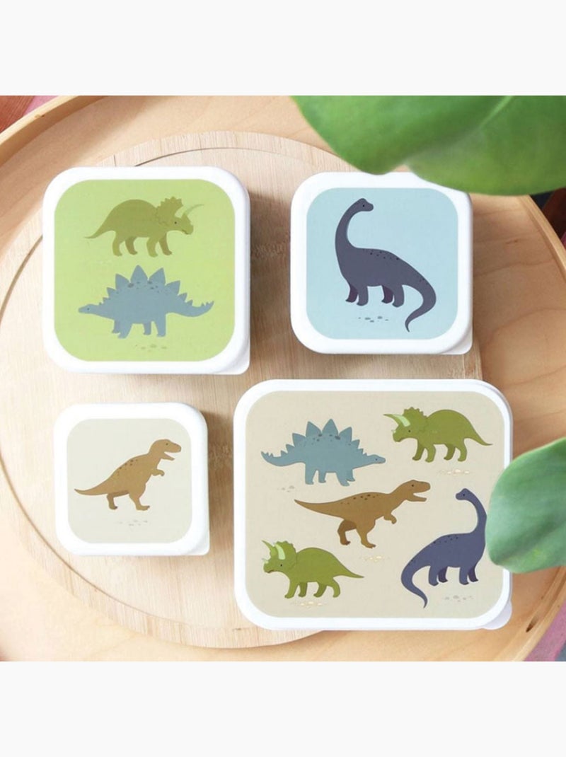 A Little Lovely Company - Lot de 4 boîtes à goûter Vert - Kiabi