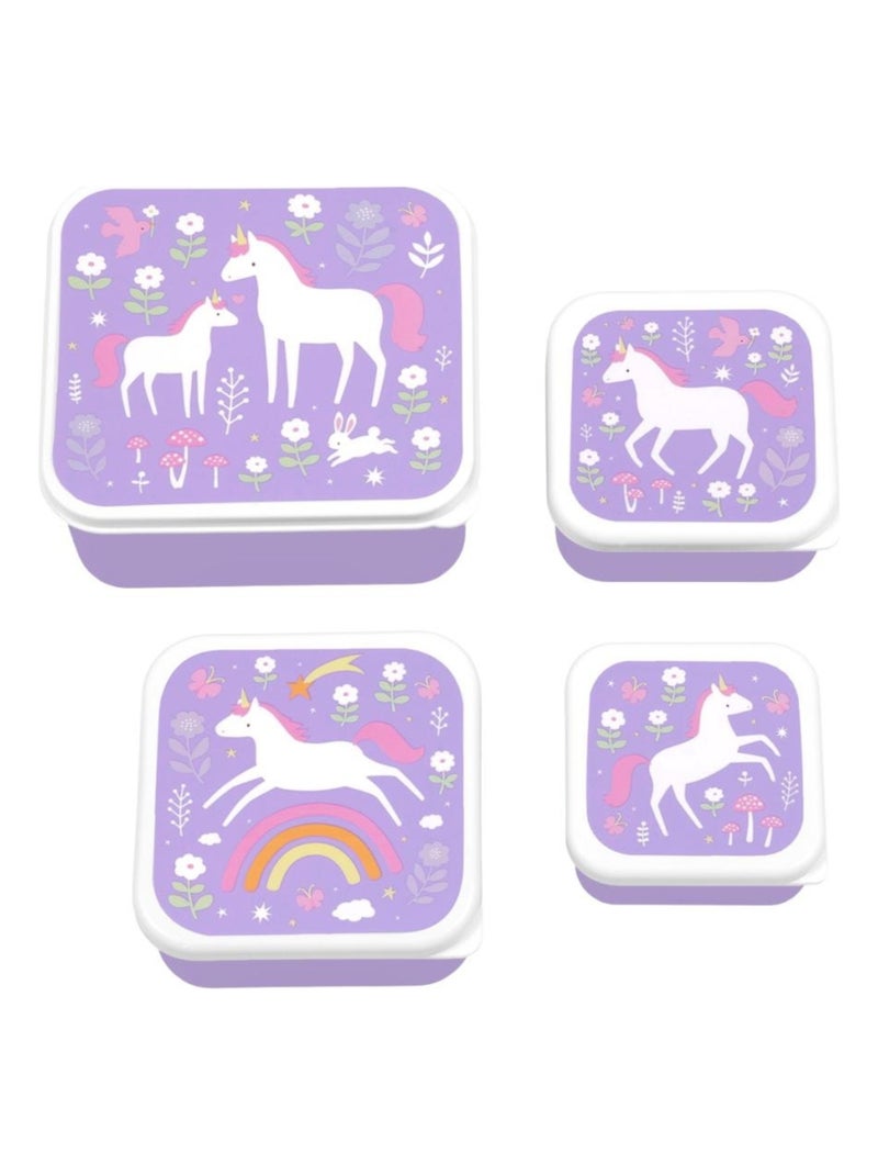 A Little Lovely Company - Lot de 4 boîtes à goûter Violet - Kiabi