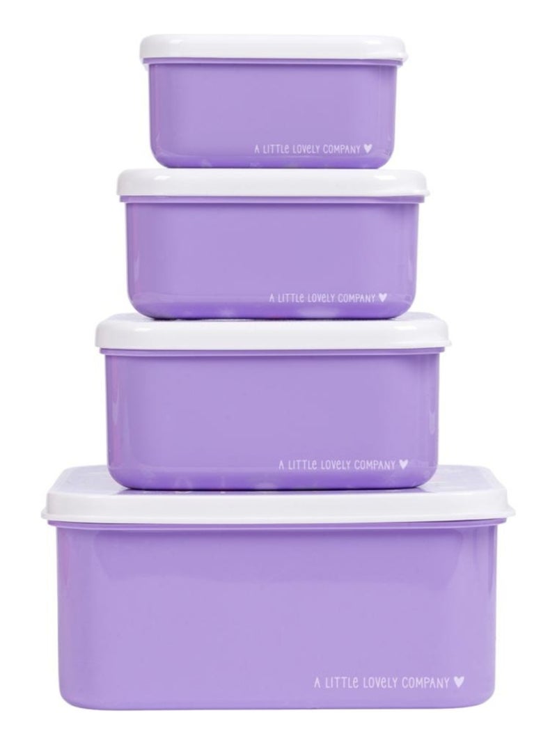 A Little Lovely Company - Lot de 4 boîtes à goûter Violet - Kiabi
