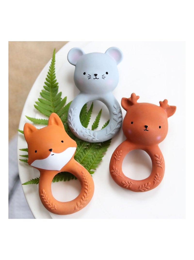 A Little Lovely Company | Anneau de dentition hochet renard 100% naturel Orange - Kiabi