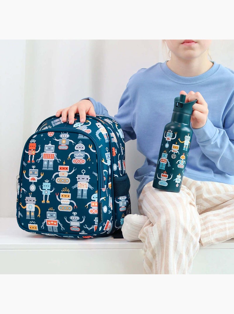 A little lovely company | gourde inox isotherme enfant 350 ml avec paille Bleu marine - Kiabi