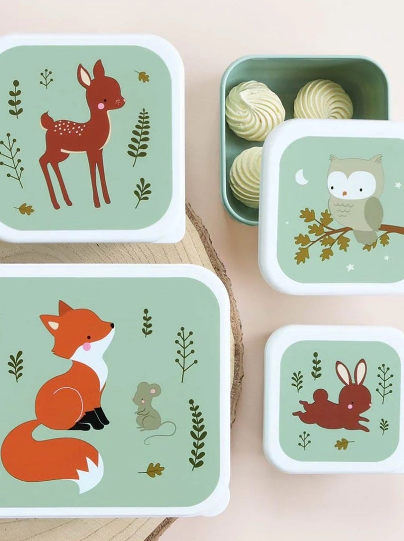 A Little Lovely Company | Set de 4 boîtes à goûter Vert d'eau - Kiabi
