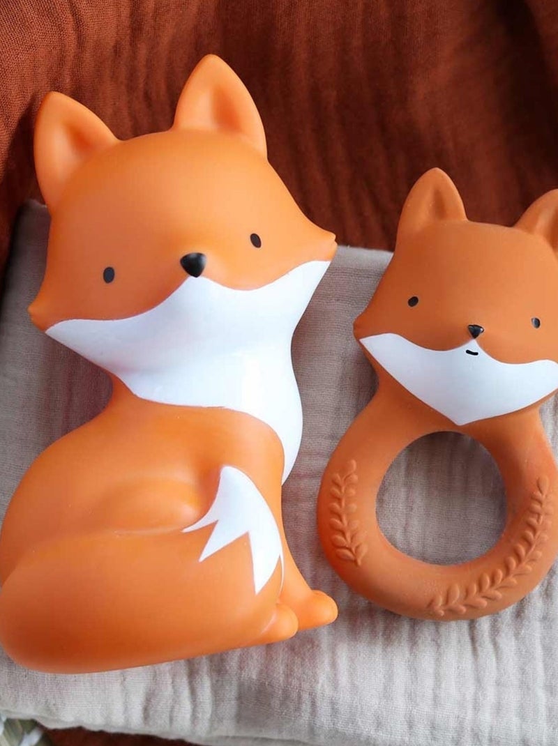 A Little Lovely Company|Anneau de dentition hochet renard 100% naturel Orange - Kiabi