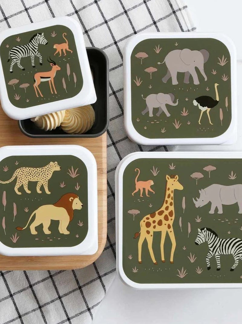 A Little Lovely Company|Set de 4 boîtes à goûter Kaki - Kiabi
