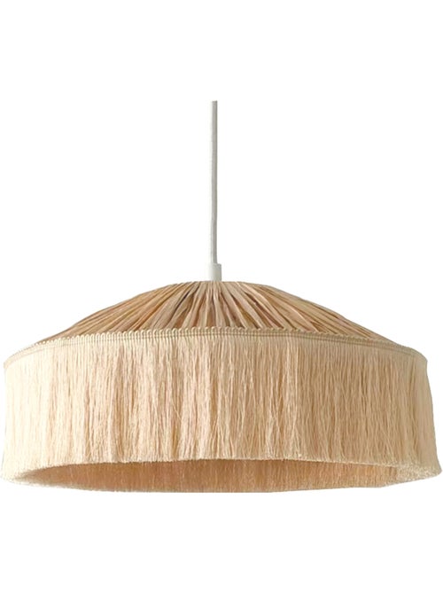 Abat-jour suspension en papier façon raphia et franges - Kiabi