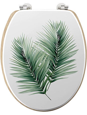 Abattant WC 37 x 46 cm charnieres metal Feuillage tropical vert