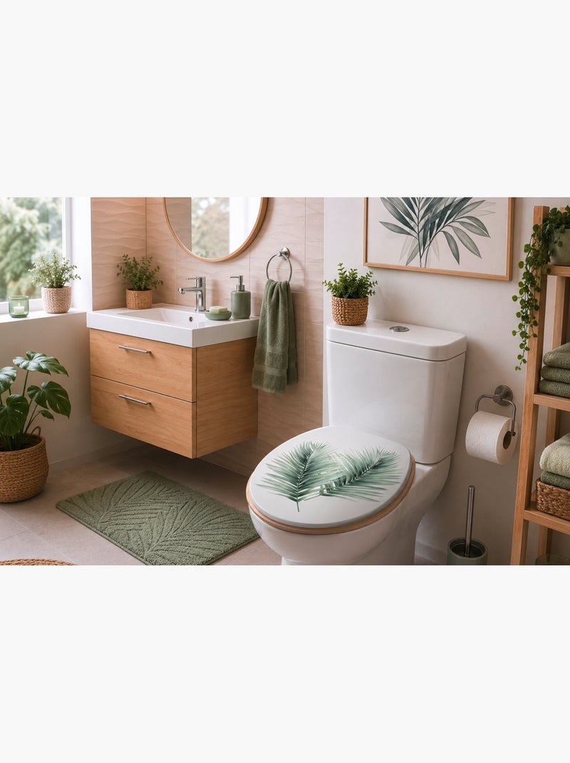 Abattant WC 37 x 46 cm charnieres metal Feuillage tropical vert Vert - Kiabi