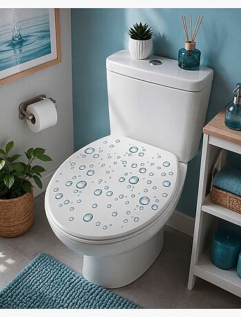 Abattant WC Bulles d'Eau MDF avec charnières métal 46 x 37 cm