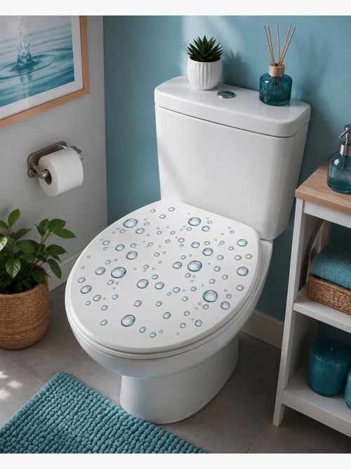 Abattant WC Bulles d'Eau MDF avec charnières métal 46 x 37 cm - Kiabi Abattant WC Bulles d'Eau MDF avec charnières métal 46 x 37 cm - Kiabi