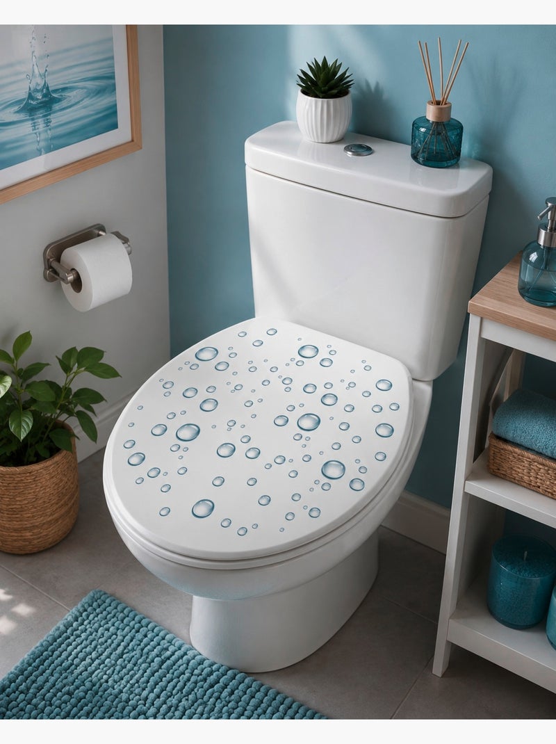 Abattant WC Bulles d'Eau MDF avec charnières métal 46 x 37 cm Blanc - Kiabi