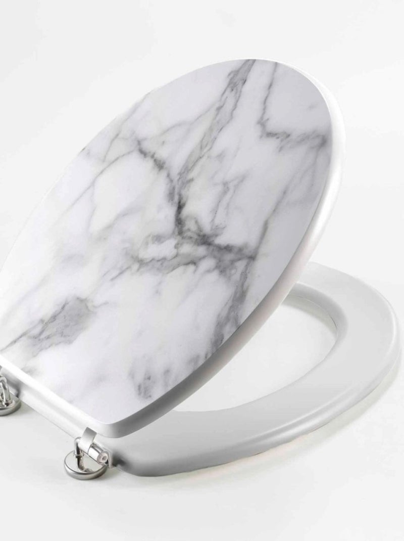 Abattant WC charnières métal imprimé MARBRE Blanc - Kiabi