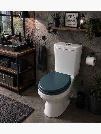 Abattant WC émeraude MDF – 47 x 37 cm – Charnières Plastiques