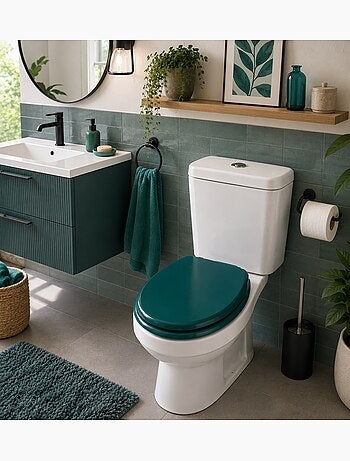 Abattant WC émeraude MDF – 47 x 37 cm – Charnières Plastiques