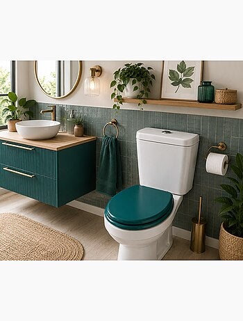 Abattant WC émeraude MDF – 47 x 37 cm – Charnières Plastiques