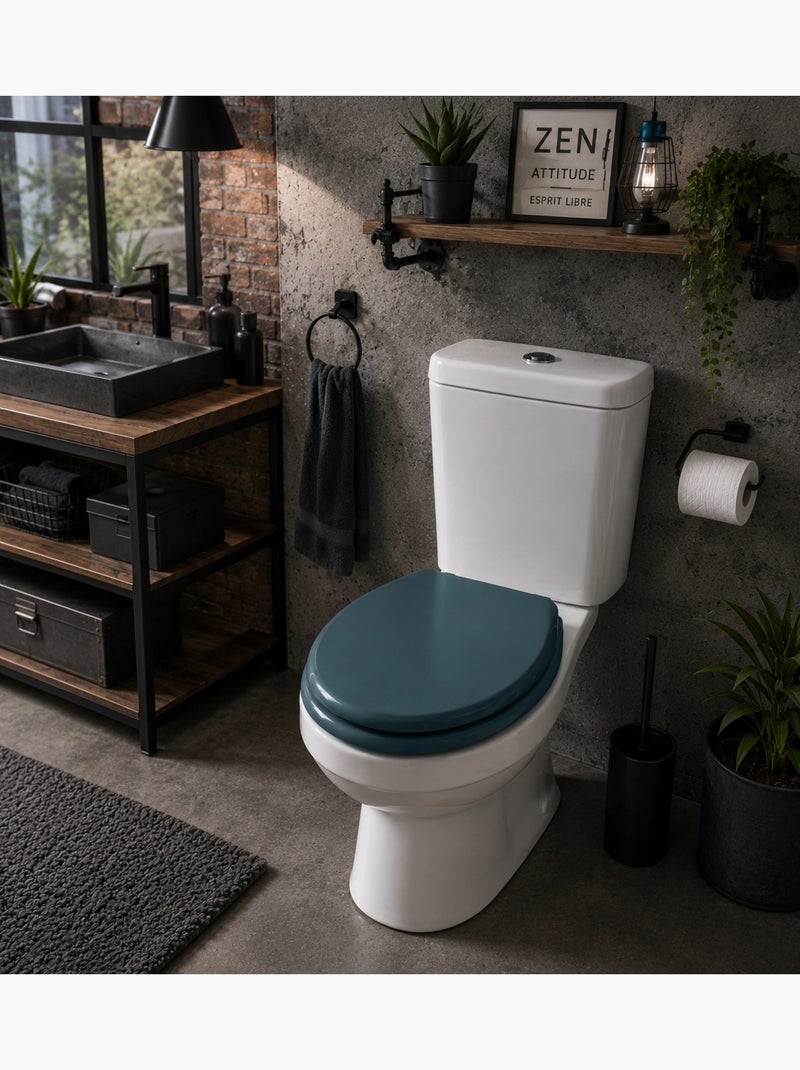 Abattant WC émeraude MDF – 47 x 37 cm – Charnières Plastiques Vert - Kiabi