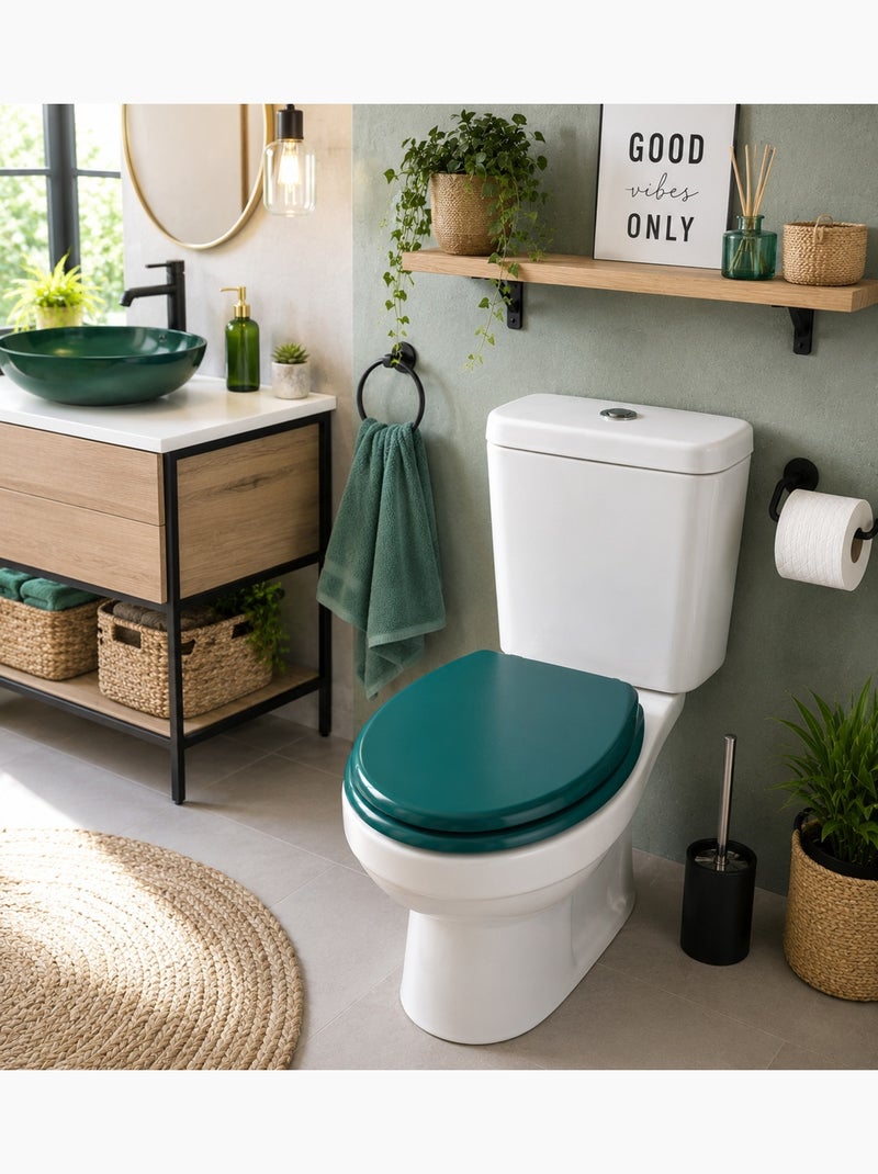 Abattant WC émeraude MDF – 47 x 37 cm – Charnières Plastiques Vert - Kiabi