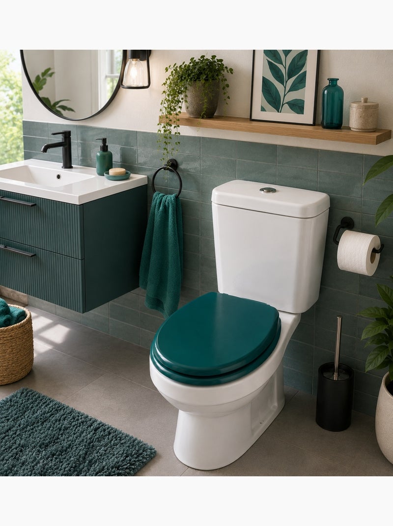 Abattant WC émeraude MDF – 47 x 37 cm – Charnières Plastiques Vert - Kiabi