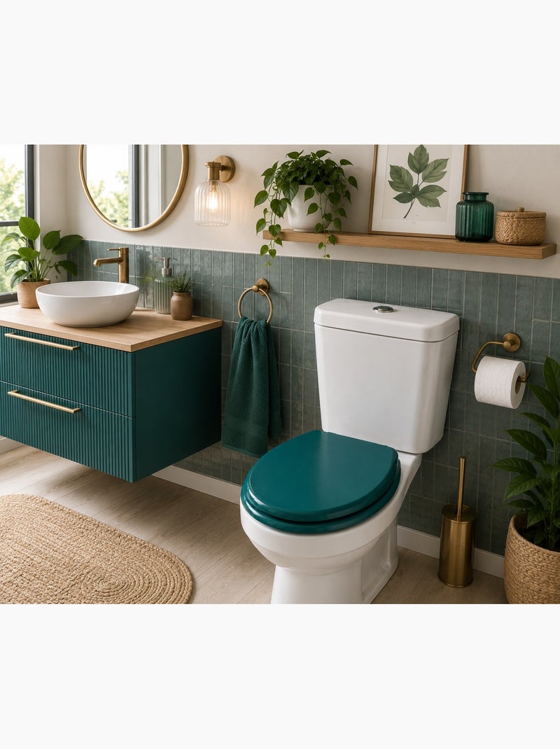 Abattant WC émeraude MDF – 47 x 37 cm – Charnières Plastiques Vert - Kiabi